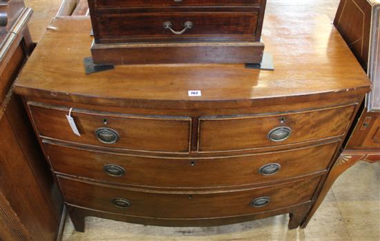 19C mahogany bow-fronted chest (reduced in height)